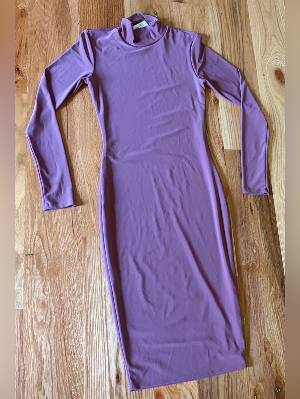 Long Sleeve Turtleneck Bodycon Dress - Mauve
